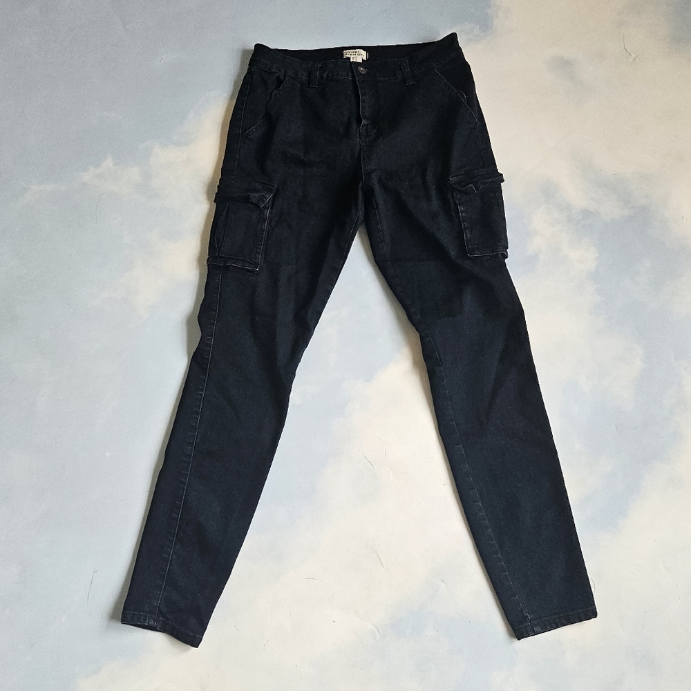 Work Casual Navy Cargo Jeans Cool Cargo Jeans Navy Color Work Pants Casual Work